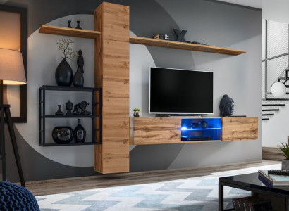 Luxus Wandschrank Möbel Einrichtung Wohnzimmermöbel Braun 3x Wand Regale